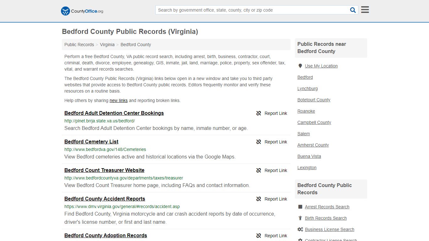 Public Records - Bedford County, VA (Business, Criminal ...